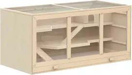 Koduva Mažas gyvūnų narvas iš medžio, 3 aukštai, natūralios medienos, 115 x 57 x 55 cm