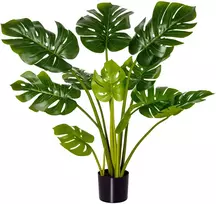 Koduva Dirbtinis monstera augalas, 110 cm, žalias, juodas, vazonas