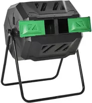 Koduva Komposto dėžė su 2 kameromis, 160 l, sukama, 71 x 65 x 96 cm, juoda
