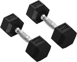 Koduva Šešiakampių hantelių rinkinys, 2 vnt., 2 x 4kg, juodi, metalas / guma