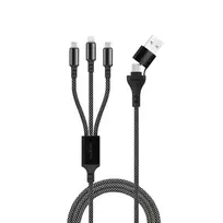 maXlife ALLin1 3-in-1 data transfer and charging cable | USB-A to USB-C, Lightning, USB-C | 66W | 1m | black