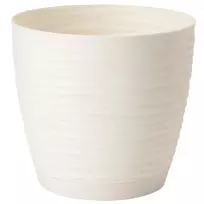 FORM PLASTIC SAHARA flower pots with an 11cm saucer, cream-colored