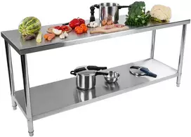 Gastronominis plieno darbo stalas su lentyna 200x60cm