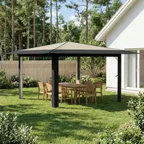 Gazebo be šoninės sienos 4 x 4 m Kremo ir antracito
