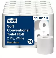 Tualetinis popierius rulonėliais Tork Premium Soft T4, (110219), baltos spalvos, 2 sluoksniai, 50.4 m, 360 lapeliai