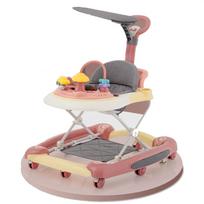 Baby Multi-Functional Comfortable Walker With Awning Anti-Rollover Baby Walker Can Sit, Adjust And Shake The Walker rožinė
