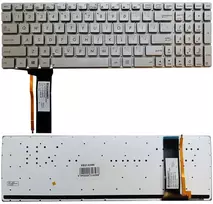 Klaviatūra - ASUS N56 N76 N750 Apšviesta JAV Sidabrinė