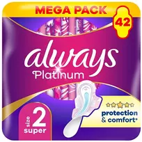 Always Platinum Super Size 2 Higieniniai Paketai su Sparneliais, 42 vnt.