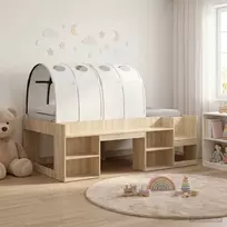 Lova Lovos rėmas su tuneliu su lentyna 3 vnt. Sonoma ąžuolo ir balta