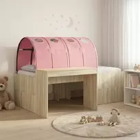 Lovos su Tuneliu 3 vnt. Sonoma ąžuolo ir rožinė