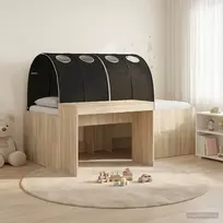 Lova Lovos rėmas su tuneliu su lentyna 3 vnt. Sonoma ąžuolo ir juoda