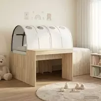 Lovos su Tuneliu 3 vnt. Sonoma ąžuolo ir balta Apdirbta mediena