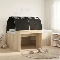 Lova Lovos su Tuneliu 3 vnt. Sonoma ąžuolo ir juoda Apdirbta mediena