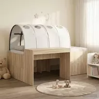 Lova Lovos su Tuneliu 3 vnt. Sonoma ąžuolo ir balta Apdirbta mediena