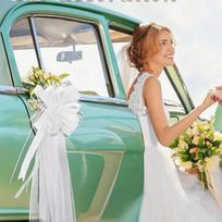 Bažnytinės Vestuvinės Suoliukų Kaspinai Su Ilga Tiulio Uodega Kėdžių Praėjimo Dekoras Vestuvinio Automobilio Dekoras Bažnyčios Praėjimo Dekoras Ceremonijai 1PCS