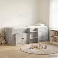 Palėpės lova su spinta 3 vnt. Betono pilka Apdirbta mediena