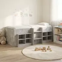 Palėpės lova su spinta 3 vnt. Betono pilka Apdirbta mediena