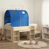 Lova Lovos su Tuneliu su lentyna 3 vnt. Sonoma ąžuolo ir mėlyna