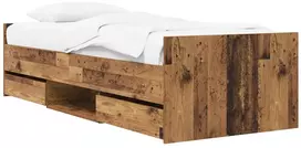 Lova Lovos rėmas su stalčių Sendintos medienos Apdirbta mediena