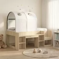 Lova Lovos su Tuneliu 3 vnt. Sonoma ąžuolo ir balta Apdirbta mediena