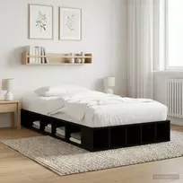 Lova Lovos rėmas su saugojimu su lentyna Juodojo ąžuolo 80 x 200 cm