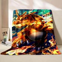 Charizard Dracaufeu Print Cartoon Blanket ren Adult Blanket Soft Warm Bedding for Bed Sofa Travel Cover Blanket#(2) 75X95CM pilka spalva