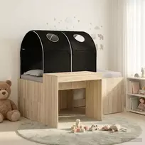 Lova Lovos su Tuneliu 3 vnt. Sonoma ąžuolo ir juoda Apdirbta mediena