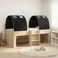 Lova Lovos su Tuneliu 3 vnt. Sonoma ąžuolo ir juoda Apdirbta mediena