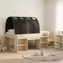 Lova Lovos su Tuneliu 3 vnt. Sonoma ąžuolo ir juoda Apdirbta mediena