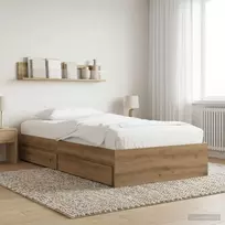 Lova Lovos rėmas su saugojimu su stalčių Artisano ąžuolo 80 x 200 cm