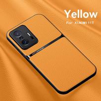 Dėklas Xiaomi 11T Pro, magnetinis odinis smūgiams atsparus apsauginis galinis dangtelis Xiaomi 11T Mi11T Mi 11 T Pro Xiaomi11T telefonų dėklai For Mi 11T geltona