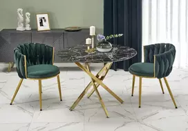 RAYMOND 2 stalas, juodo marmuro / auksas