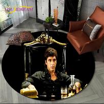 Scarface 3D Classics Movie Tony HD Round Carpet Rug for Living Room Bedroom Child Playroom Decor,Pet Area Rug Non-slip Floor Mat Diameter 60cm