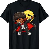 Black Kid Dracula Funny Dabbing Halloween Costume Boys Girls T-Shirt S juoda