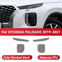 For HYUNDAI PALISADE 2019-2021 Car Headlight Black TPU Protective Cover Film Front Light Tint Change Color Sticker Accessories Smoked black