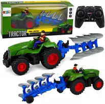 Lean Toys RC traktorius su plūgu ir ūkininku 1:24