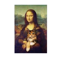 Mona Liza, laikanti katę Juokingi meno drobės paveikslai ant sienos Meno plakatai ir spaudiniai Da Vinci įžymūs meno paveikslai Cuadros 20x30cm