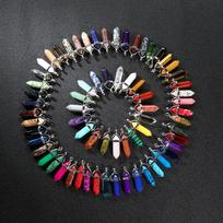20Pcs/Lot Bulk Natural Stone Pendant Hexagonal Prism Bullet Quartz Point Healing Charm For Necklace Jewelry Making