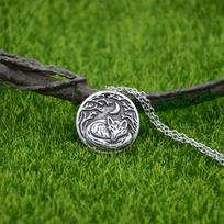 Viking Fox Pendant Necklace Norse Jewelry Tribal Circle Triangle Design