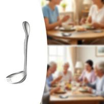 Curved Utensil Useful Comfort Eating Aids Auxiliary Cutlery Angled Spoon and Fork for Weak Grip Left Spoon Fork beige