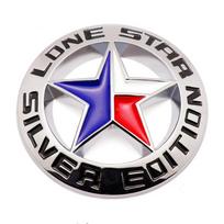 3D Metal Silver Edition Lone Star Logo Rear Trunk Fender Emblem Badge Sticker for Jeep Wrangler Compass Dodge Ram 1500 2500 sidabras