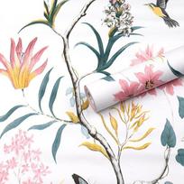 Retro mėlynų gėlių sienų danga - Lipni kontaktinė plėvelė Nuimama vandeniui atspari sienų danga Pasidaryk pats Tinka baldų dekoravimui 100cmx45cm sample white