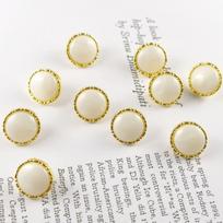 10pcs/Set White Black Color Pearl Shank Buttons Metal Back 15mm Diameter Sewing Buttons For Clothing Dress DIY Decoration skaidri