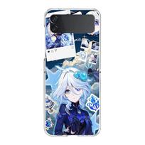 Phone Case For Samsung Galaxy Z Flip 7 6 5 4 3 Hard Folding Cover For Samsung Z Flip6 Flip5 Flip4 Genshin Impact Lovely Furina Galaxy Z Flip 5