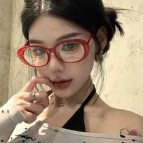 New Y2K Style Retro Red Black Square Small Frame Glasses Frame Women's Anti Blue Light Glasses 2025 Fashion Eyeglasses Frame raudona