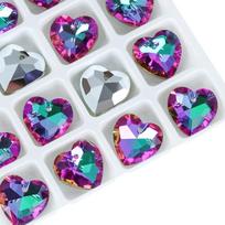 Crystal Austria 6432 Heart Cut Pendants Loose Rhinestone Charms Glass Jewelry Gems Stones for DIY Necklace Jewelry Making 12Pcs 14x14mm-12pcs gray