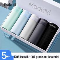 Men's Modal Ice Silk Antibacterial Boxer Briefs 5-Pack 3XL