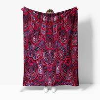 Vintage Persian Tribal Ethnic Decorative Area Rug with Traditional Red Blue Pattern Throw Blanket 75x90cm