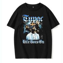 Men's Short Sleeved Fashion Rap Singer Tupac 2Pac Printed Top Harajuku Printed T-shirt Casual Basic O-neck T-shirt - Men's Su... S įvairiaspalvis