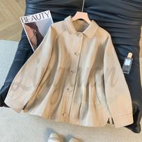 High-End Women's Twill Cotton Jacket with Fruit Enzyme Wash - 2026 Autumn Collection M